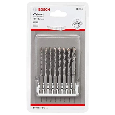 Afbeelding van Bosch Professional 8 dlg. Impact Control tegelboorset met Ceramic boren (tegels, porselein en keramiek, Pick and Click, HEX 9, accessoires slagschroevendraaier)