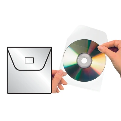 Afbeelding van Cd/dvd hoes 3L 127x127mm klep niet zelfklevend transparant