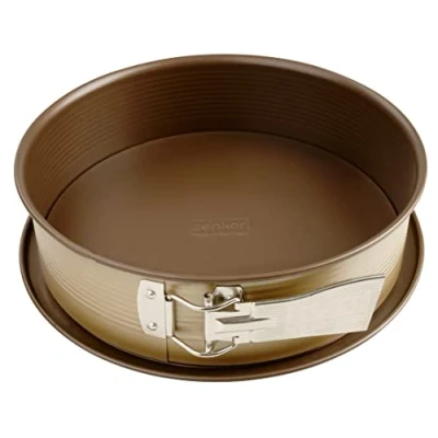 Afbeelding van Zenker 7349 springvorm Ø 24 cm Mojave, bakvorm met platte bodem en lekbescherming, ronde taartvorm keramisch versterkte antiaanbaklaag (kleur: mahonie/goud), hoeveelheid: 1 stuks, plaatstaal