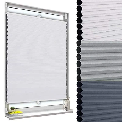 Afbeelding van WOLTU Honingraatjaloezie Honingraatplissé zonder boren 45x130cm,Plissé gordijn Geplooide jaloezie zonwering met klemdragers,Wit WPS0001ws