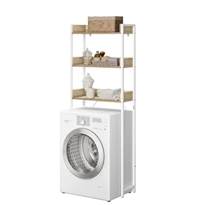 Afbeelding van EUGAD Toiletrek, badkamerrek, wasmachinerek, 3 verdiepingen ruimtebesparend rek boven de wasmachine toilet, verstelbaar, multifunctioneel