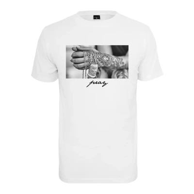 Afbeelding van Mister Tee PRAY Tshirt print, Heren, Maat: Large, White