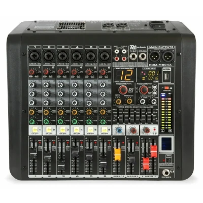 Afbeelding van Power Dynamics PDM M604A 6 kanaals muziek mixer / versterker