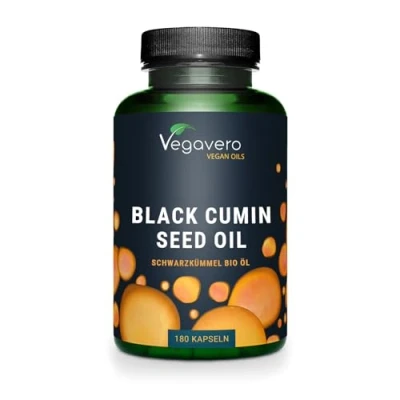 Afbeelding van Vegavero BIOLOGISCHE zwarte komijnolie capsules Geen gelatine 1000 mg Egyptische BIO 550 linolzuur + 15 thymoquinon