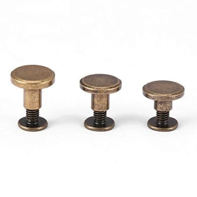 Afbeelding van lederen klinknagels, 20 stuks ambachten klinknagels platte kop schroeven duurzaam messing schroefdraad Leathercraft reparatie DIY benodigdheden voor riem handtas portemonnee