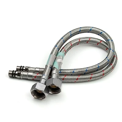Afbeelding van Xcel Home Slang voor wastafelgarnituur/keuken, lang, flexibele buizen, M10 x 1/2 BSP schroefdraad, 400 mm, 2 stuks