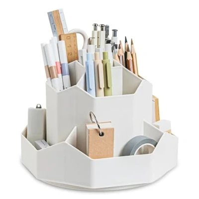 Afbeelding van Newpop Bureau organizer, 360 graden draaibare pennenhouder, pennenorganizer met 9 vakken, pennenkoker, organizer draaibaar voor kantoorbenodigdheden, schrijfwaren, handwerk, make up
