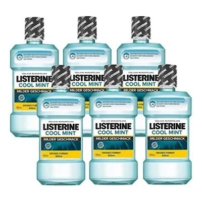 Afbeelding van Listerine Cool Mint, milde smaak, antibacteriële mondspoeling zonder alcohol, voor gezonde tanden, 6 x 600 ml