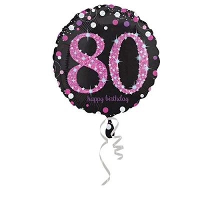 Afbeelding van Amscan Folieballon 80 Jaar Zwart/roze 45 Cm
