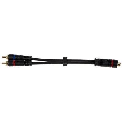 Afbeelding van Subwoofer/Tulp stereo (m) Tulp mono (v) audio adapter verguld / koper 0,20 meter