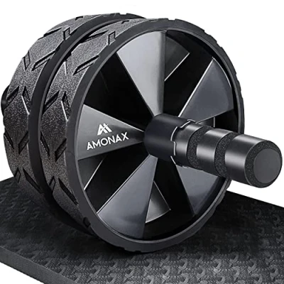 Afbeelding van Amonax Convertible Exercise Wheel Roller Buikroller Ab met Grote Kniemat voor Buikspiertraining. Buiktrainer, Buikspierroller, Buiktraining Mannen en Vrouwen (Zwart)