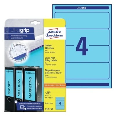 Afbeelding van Rugetiket Avery breed 61x192mm zelfklevend blauw