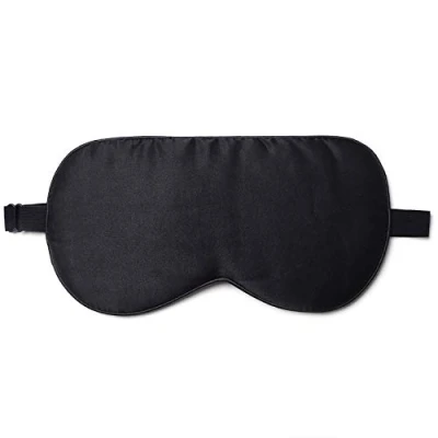 Afbeelding van ZIMASILK 100% zijden slaapmasker, verstelbare blinddoek voor reizen en thuis slapen, pure moerbeizijde, ademend, met fluwelen zakje (zwart)