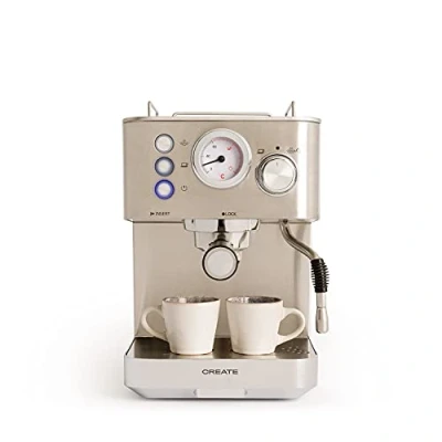 Afbeelding van CREATE/THERA CLASSIC/Espressomachine/Halfautomatische espressomachine, met 20 bar drukpomp en 1100W vermogen, voor gemalen koffie ESE single dose koffie.