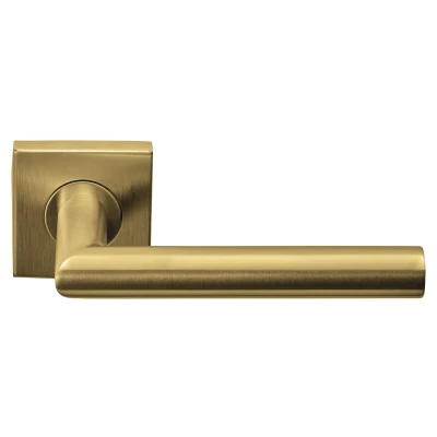 Afbeelding van Formani Deurkruk BASICS LB2 19BSQ geveerd op vierkant rozet PVD goud