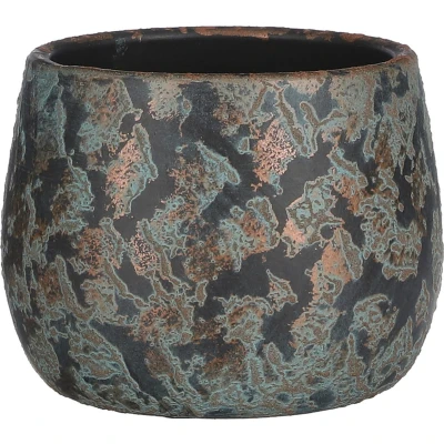 Afbeelding van Mica Decorations Bloempot koperkleurig keramiek 16 x 13 cm