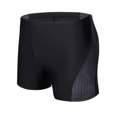Afbeelding van AMZSPORT Zwembroek voor heren, sneldrogend, strandboxershorts met trekkoord, Zwart Glow, XXL