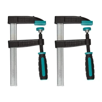 Afbeelding van wolfcraft Schroefklemen Set 2 st. I 8645000 voor een breed scala aan klemtoepassingen ideaal doe het zelf projecten Keel 80 mm Spanbreedte 150