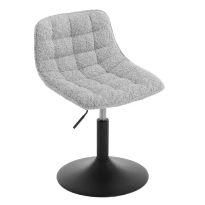 Afbeelding van WOLTU Make up kruk, in hoogte verstelbare kruk met rugleuning, multifunctionele werkkruk, bureaukruk, eetkamerstoel, 360 graden draaibaar,van comfortabele chenille, metaal, grijs, BH408gr 1