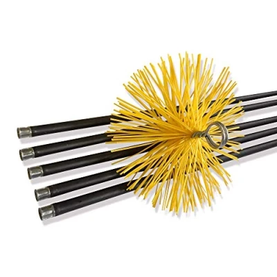 Afbeelding van Kibros 4KIT3SRb schoorsteenvegerset, synthetische egelborstel, diameter 200 mm, 7 meter in 5 hengels van 1,40 m, haarden