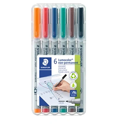 Afbeelding van Staedtler Lumocolor 311 WP4 Universele pennen, niet permanent, superfijn 0,6 mm lijnbreedte. 6 Stuk gesorteerde kleuren
