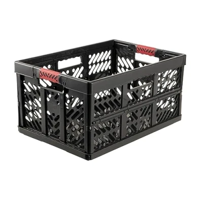 Afbeelding van keeeper 2x Stevige vouwkratten met soft touch handgrepen, 54 x 37 28 cm, 45 l, Ben, grafietgrijs