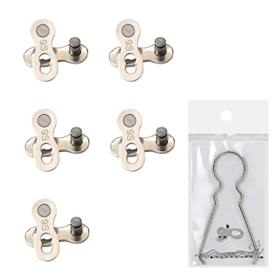 Afbeelding van Fiets ontbrekende schakel,5 paar mountainbike ketting herbruikbare zilveren stalen enkele split snelkoppeling voor 9 speed fietsen connector link, met verwijderingsgereedschap