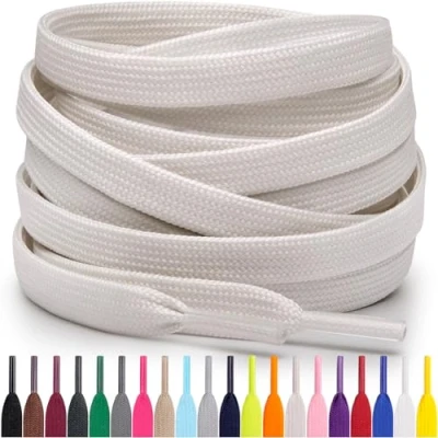 Afbeelding van Miscly Platte Schoenveters, Meerdere Lengtes en Kleuren Beschikbaar (Gebroken Wit, 114 cm)