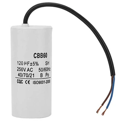 Afbeelding van CBB60 condensator, AC condensator 250V 120uF 50 / 60Hz motor werkcondensator met kabel voor luchtcompressor