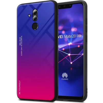 Afbeelding van Cadorabo Hoesje geschikt voor Huawei MATE 20 LITE in PAARS ROOD Tweekleurige beschermhoes TPU silicone Case Cover