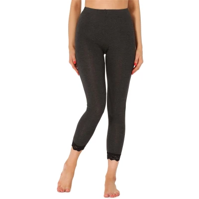Afbeelding van Merry Style MS MS10 224 LE Dames Leggings met Kant Sport Vrijetijdsbroek 7/8 Lengte Viscose Donker Gemêleerd L