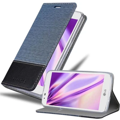 Afbeelding van Cadorabo Hoesje geschikt voor LG K7 2016 in DONKERBLAUW ZWART Beschermhoes met magnetische sluiting, standfunctie en kaartvakje Book Case Cover Etui