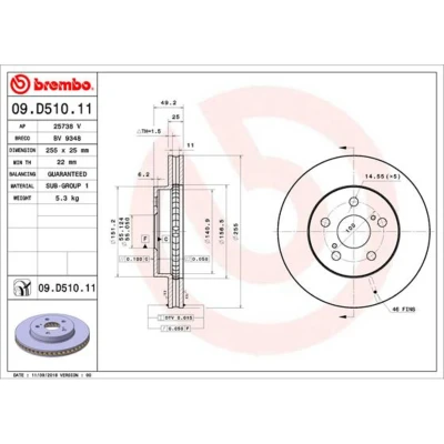 Afbeelding van Brembo Remschijven 09.D510.11