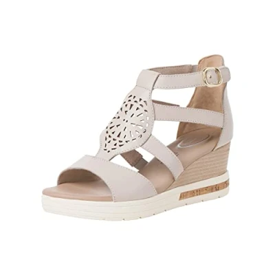 Afbeelding van Tamaris Comfort Sandalen met sleehak, Dames, Maat: 38, Offwhite Leer