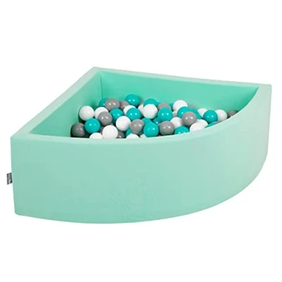 Afbeelding van KiddyMoon Schuim Ballenbak Voor Kinderen Met Ballen Ø 7 Cm Gemaakt In EU, Munt:Grijs Wit Turkoois,90X30cm/300