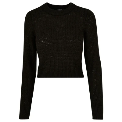 Afbeelding van Urban Classics Short Waffle Trui, Dames, Maat: 4XL, Black