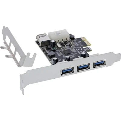 Afbeelding van InLine® PCIe kaart, 3x+1x USB 3.2 Gen.1, PCIe, Molex compatibele 4 pins