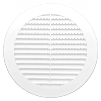 Afbeelding van H&amp;C VENT ventilatierooster, kunststof afvoerluchtrooster, buitenrooster met insectenbescherming, luchtrooster, afvoerkap, rond luchtgeleidingselement, wit, diameter: 125