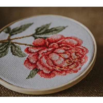 Afbeelding van Povitrulya Getelde kruissteek Kit &#039;Pink Peony&#039; bloemen, 5.1&quot;х6.9&quot;, DIY borduurpakket voor beginners met bloemenpatroon