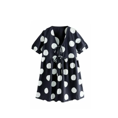 Afbeelding van Next TIE Front Spijkerjurk, Dames, Maat: Small, Polkadot