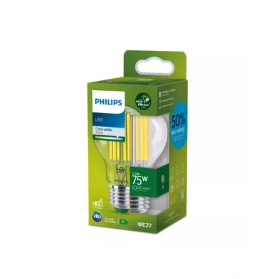 Afbeelding van Philips Ultra Efficient LED lamp Transparant 75 W E27 Koelwit licht