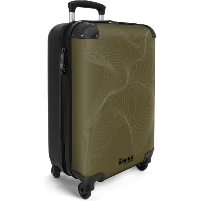 Afbeelding van NoBoringSuitcases.com® Handbagage koffer lichtgewicht Reiskoffer trolley Groen met abstracte golvende lijnen Rolkoffer wieltjes Past binnen 55x40x20 en 55x35x25