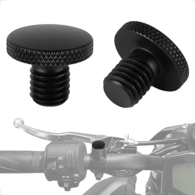 Afbeelding van Evermotor Een paar, M8 M10, CNC, aluminium anodische oxidatie motorfietsspiegel, blindstoppen, schroeven, schroefdraad, bekledingsschroeven: 8 mm, 1 x met de klok mee+ tegen in
