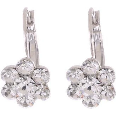 Afbeelding van Behave Oorbellen Oorhangers bloemvorm met swarovski elements steentjes