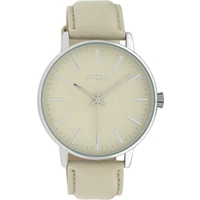 Afbeelding van OOZOO Timepieces Zilverkleurige horloge met beige leren band C10041