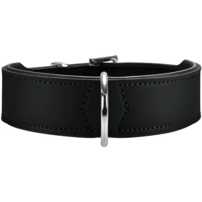 Afbeelding van Hunter Halsband Basic 60 nikkel, hals 47 54 cm gecoat splitleer zwart/zwart 1//% Zacht Rundleer