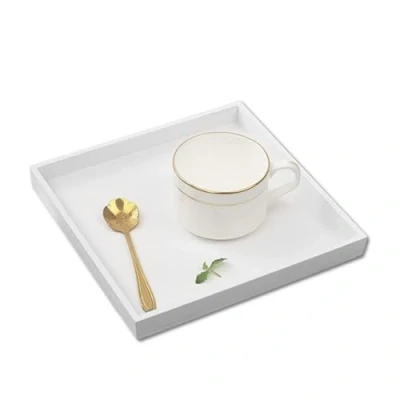 Afbeelding van Wit decoratief dienblad, houten dienblad voor sieraden, voedselcosmetica, 20 x cm/7,9 7,9 inch