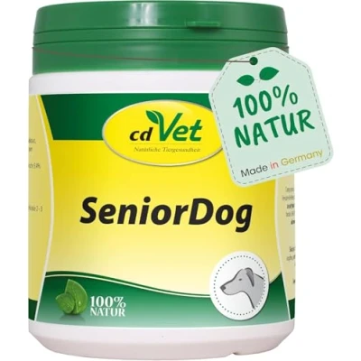 Afbeelding van cdVet Naturprodukte SeniorDog 250 g Hond Aanvullend voer tekorten kruiden + vitamines ijzer lusteloosheid na ziekte operatie gebrek aan behendigheid bij oudere dieren