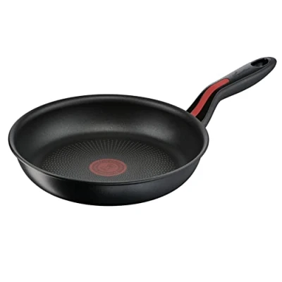 Afbeelding van Lagostina Linea Rossa antiaanbakpan Ø 22 cm, inductie, gas en oven, krasbestendig, thermosignaal kookweergave, bodem van roestvrij staal aluminium, handgreep antislip siliconen