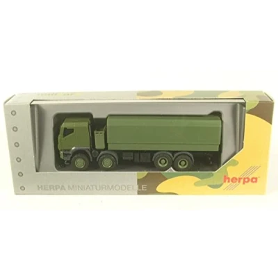 Afbeelding van Herpa vrachtwagen model Iveco Trakker 8x8 beschermd platform vrachtwagen, natuurgetrouw op schaal 1:87, voor diorama, modelbouw verzamelobject, decoratie, Made in Germany, kunststof